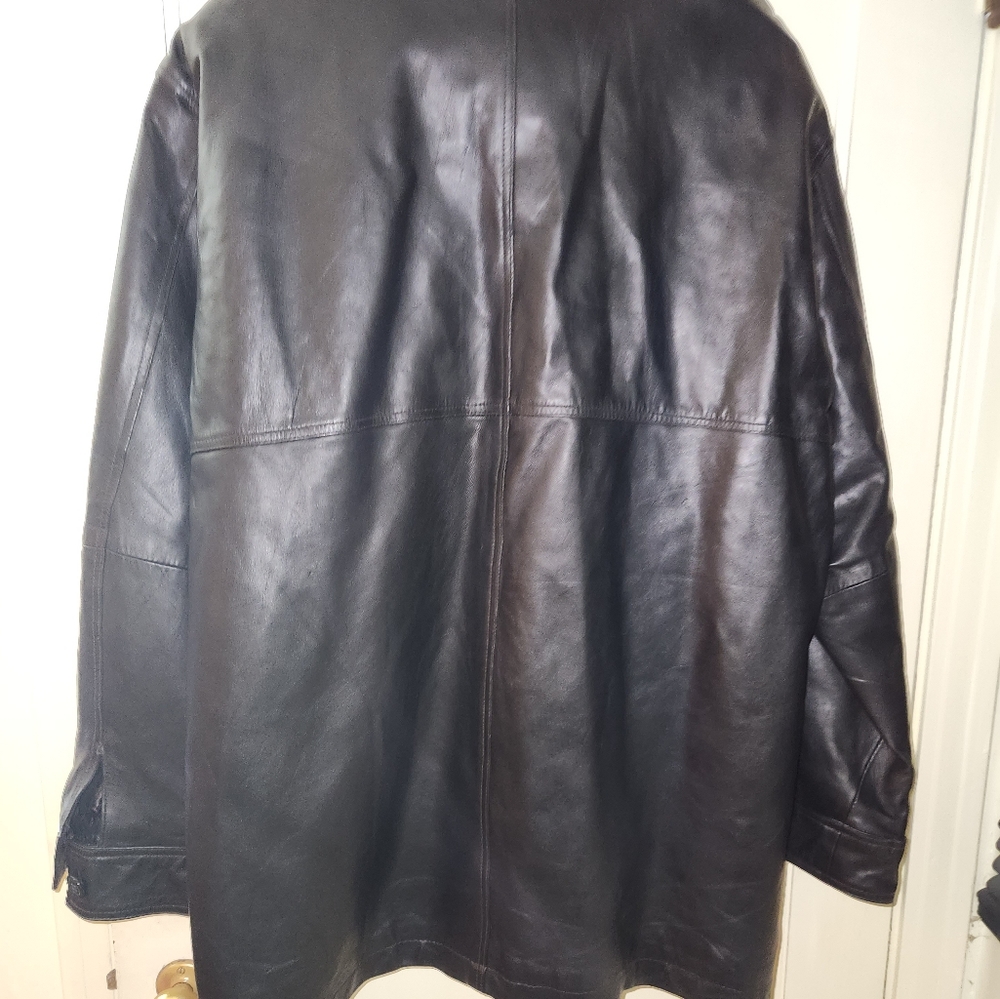 NY Trendz Men's Genuine Leather Black Coat Size Extra Large - Picture 2 of 5